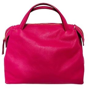Large Italian Leather Shoulder Bag Fuchsia